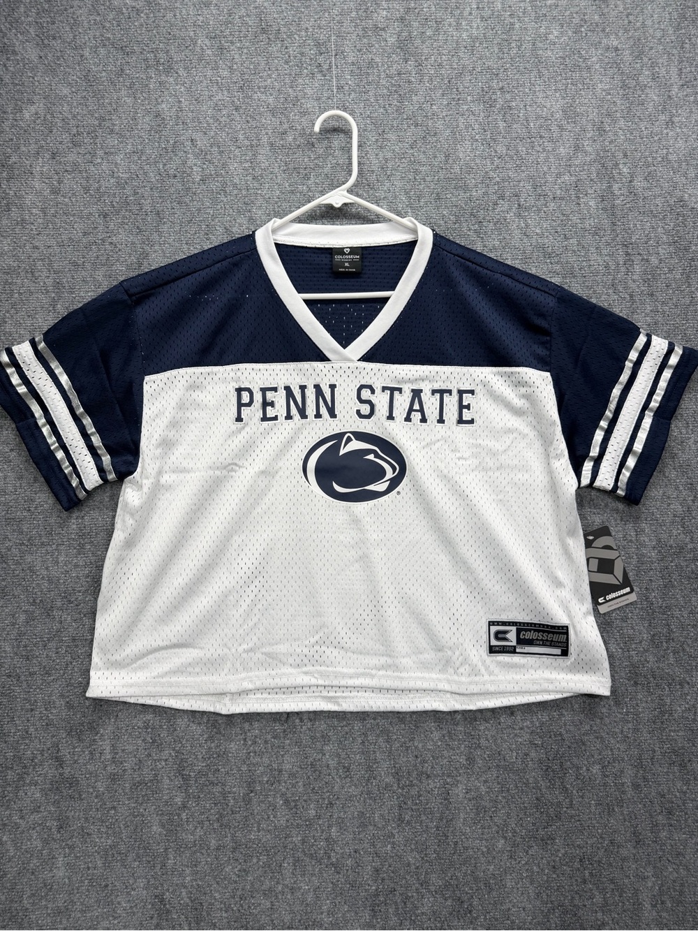 Penn State University Women's Cropped Mesh Colosseum Football Jersey Size XL